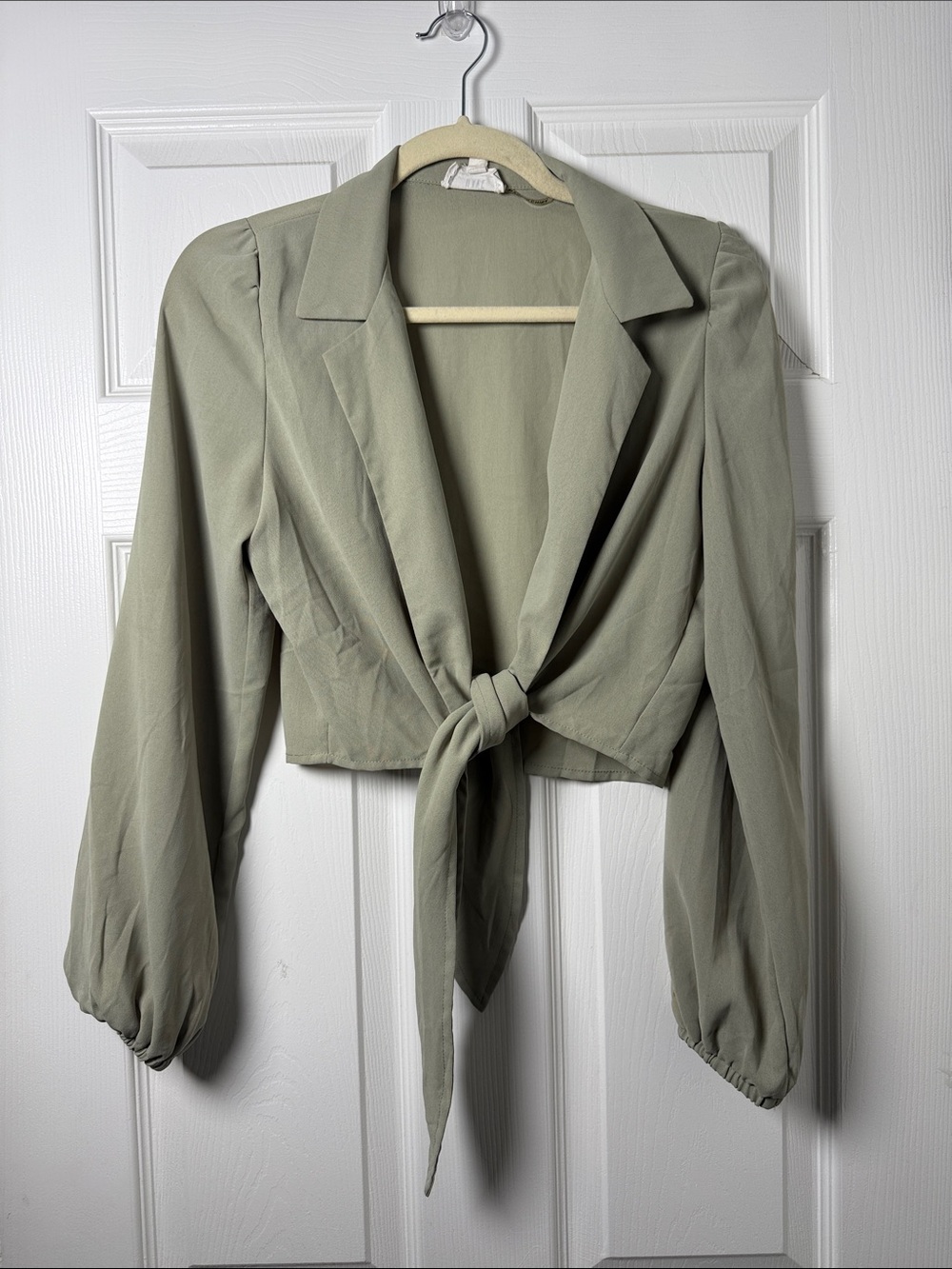 Have Sage Green Tie-Front Cropped Blazer